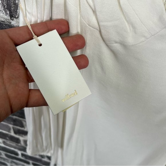 Aritzia Wilfred Novella Dress Mini Puff Sleeve - LIGHT BIRCH BOULEAU PALE - Picture 8 of 11